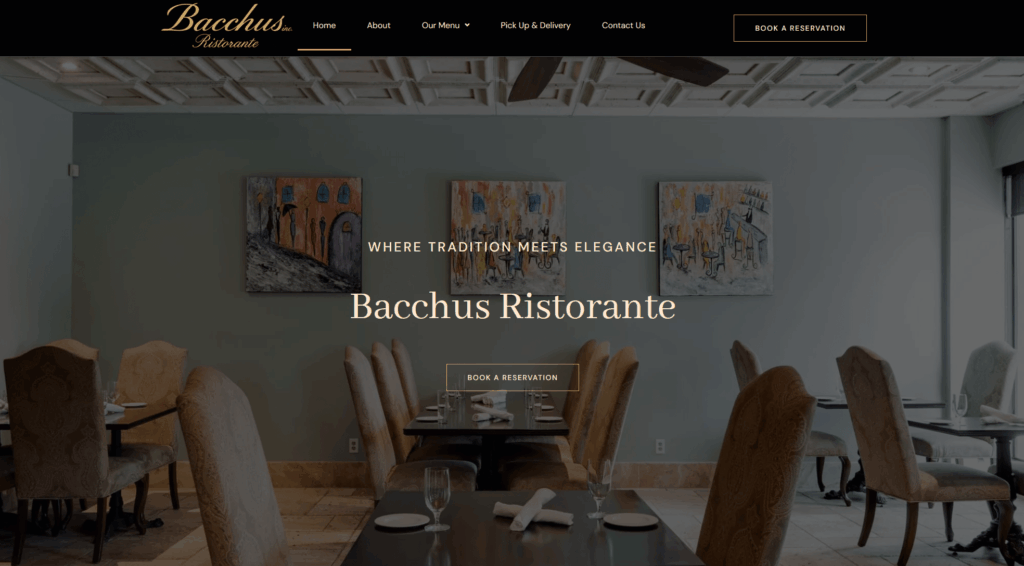Bacchus Ristorante website