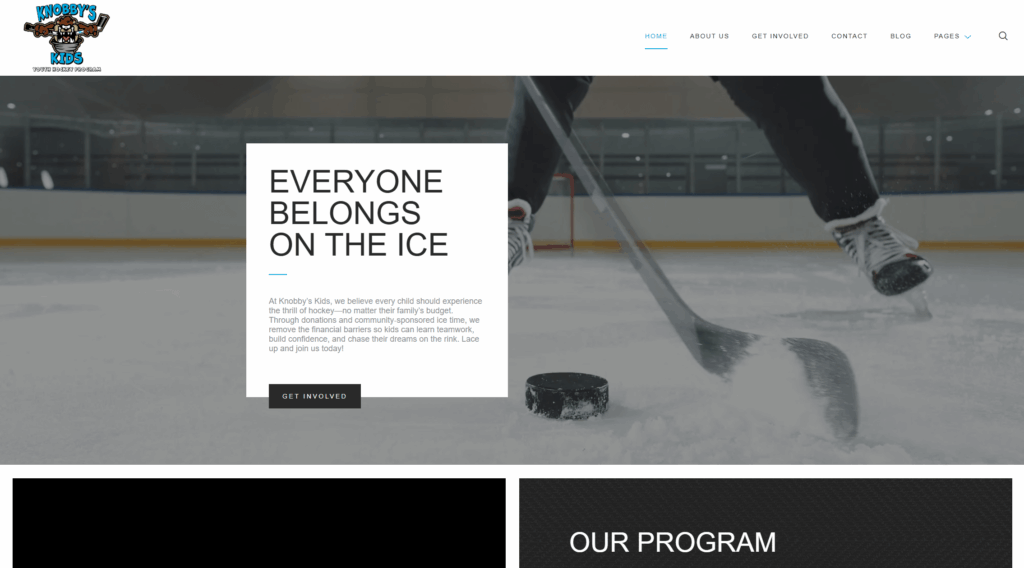 Knobby's Kids Hockey website