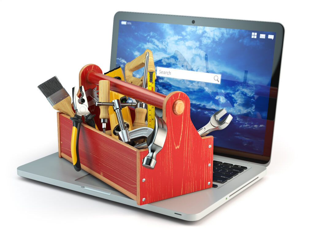 Laptop with repair tools