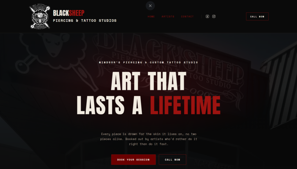 Blacksheep Tattoo & Piercing website