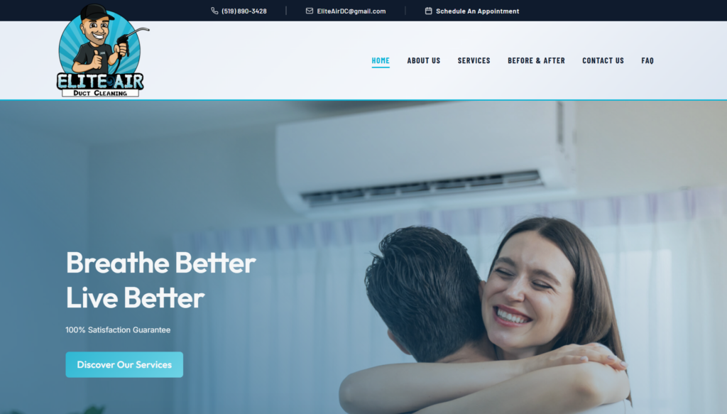 Elite Air Duct Cleaning website